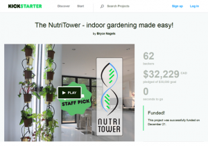 "Nutri Tower""indoor gardening""home gardening" Design and development of indoor gardens"Kickstarter Campaign