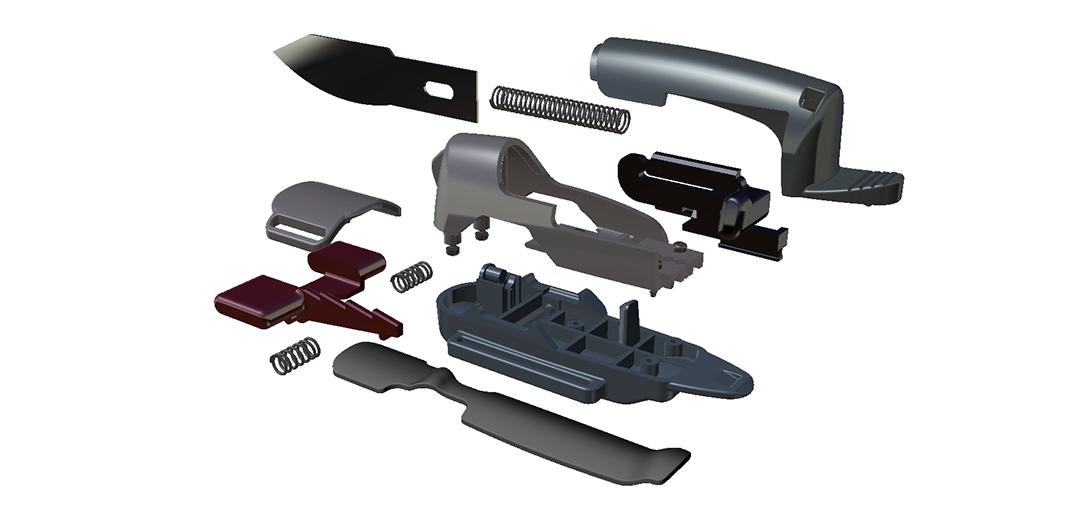 Exploded view of A cutting tool for your finger |FingerBlade
